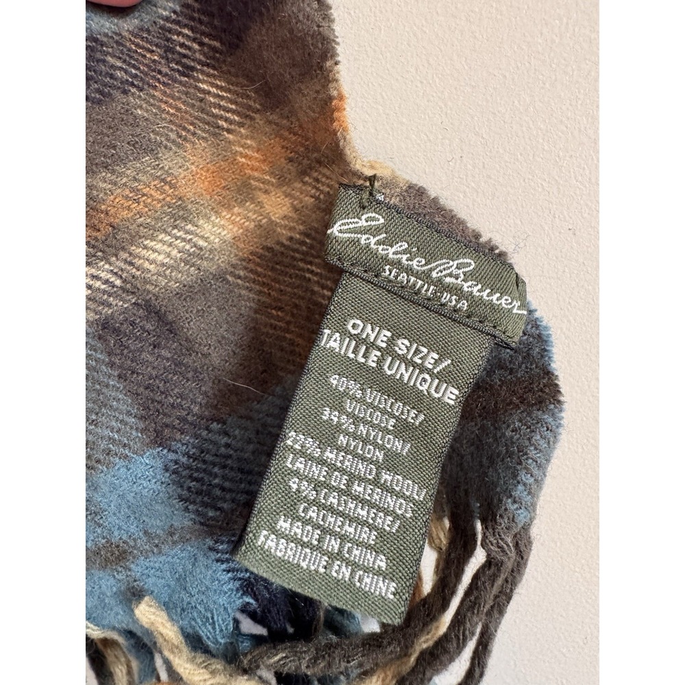 Eddie Bauer Cashmere Wool Blend Scarf Men's Rugged Soft 64" Long Classic Preppy - Picture 2 of 3